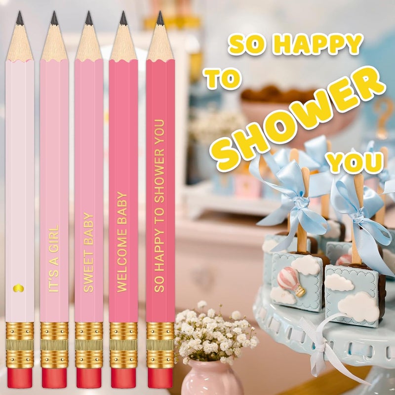 Vusnud 50Pcs - Baby Shower Sharpened Half Pencils with Erasers, Pre-sharpened Pencils for Baby Shower Games, 4 Inches - Image 4